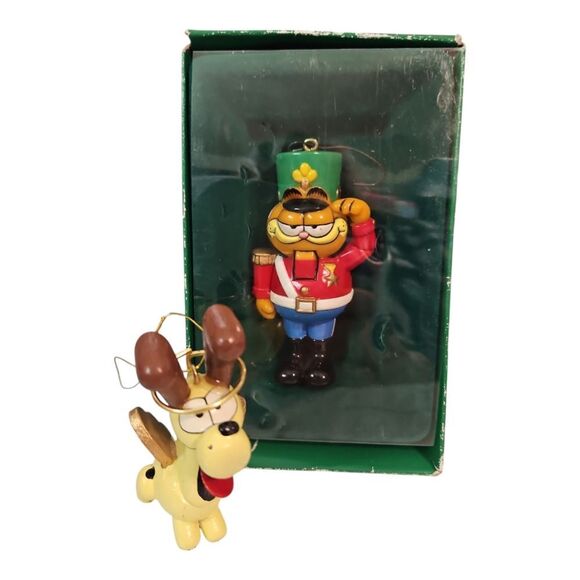 Vintage Garfield Christmas Lot Plush Eneso Nutcracker Odie Ornaments - Picture 2 of 14